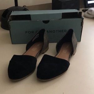 Toms Black Jutti D’orsay Flats Black Suede/Metallic woven Size 7